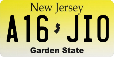 NJ license plate A16JIO