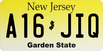 NJ license plate A16JIQ