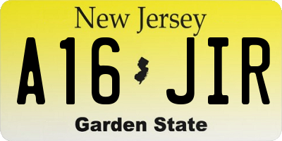 NJ license plate A16JIR