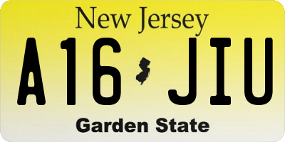 NJ license plate A16JIU