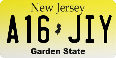 NJ license plate A16JIY