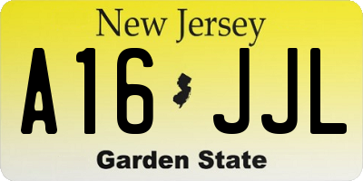 NJ license plate A16JJL