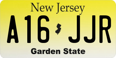 NJ license plate A16JJR