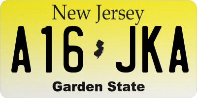 NJ license plate A16JKA