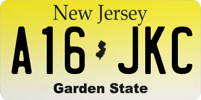 NJ license plate A16JKC