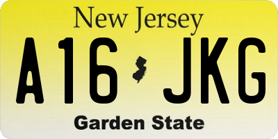 NJ license plate A16JKG