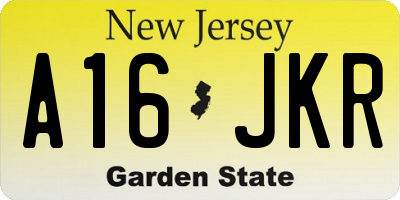 NJ license plate A16JKR