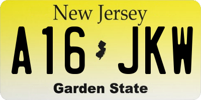 NJ license plate A16JKW