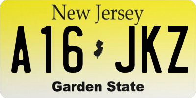 NJ license plate A16JKZ