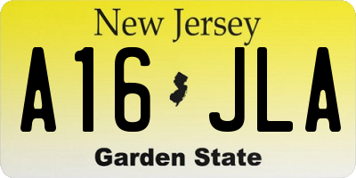 NJ license plate A16JLA
