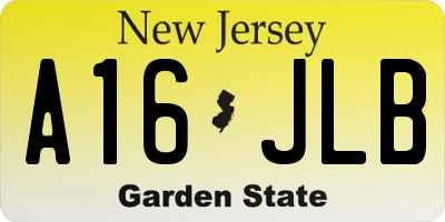 NJ license plate A16JLB