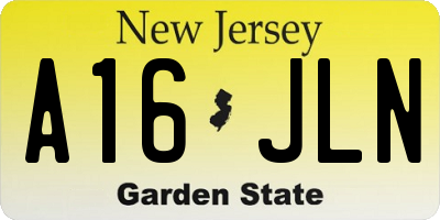 NJ license plate A16JLN