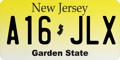 NJ license plate A16JLX