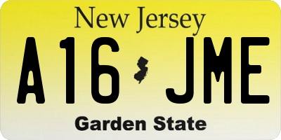 NJ license plate A16JME
