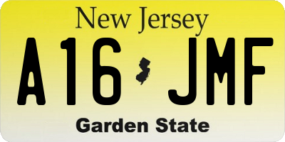 NJ license plate A16JMF