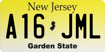 NJ license plate A16JML
