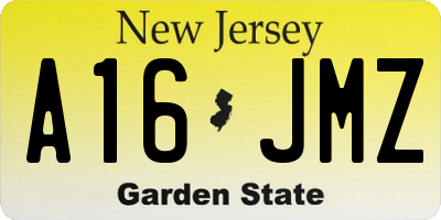 NJ license plate A16JMZ