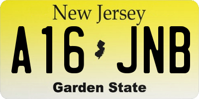 NJ license plate A16JNB