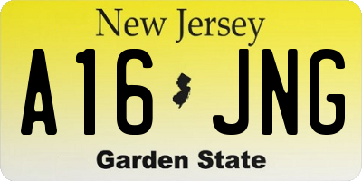 NJ license plate A16JNG