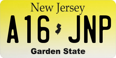 NJ license plate A16JNP