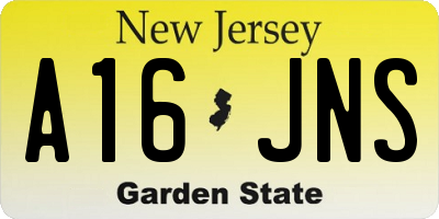 NJ license plate A16JNS