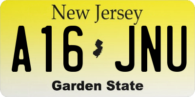 NJ license plate A16JNU