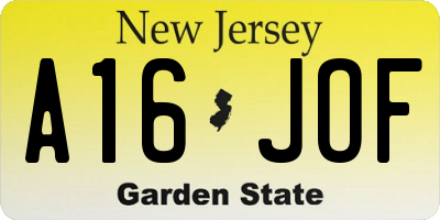 NJ license plate A16JOF