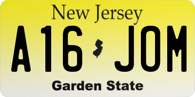 NJ license plate A16JOM