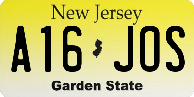 NJ license plate A16JOS