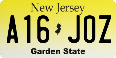 NJ license plate A16JOZ