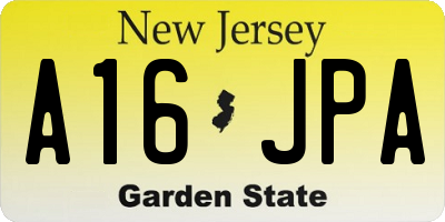 NJ license plate A16JPA