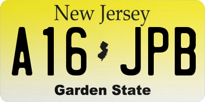 NJ license plate A16JPB