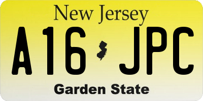 NJ license plate A16JPC