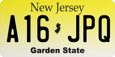 NJ license plate A16JPQ