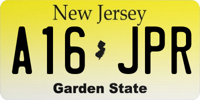 NJ license plate A16JPR