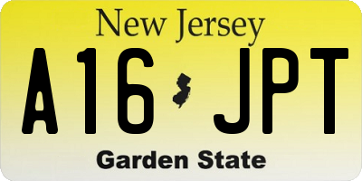 NJ license plate A16JPT