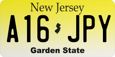 NJ license plate A16JPY
