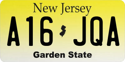 NJ license plate A16JQA