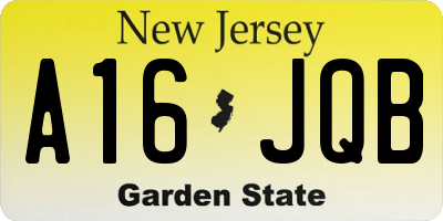 NJ license plate A16JQB