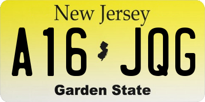 NJ license plate A16JQG