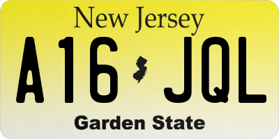 NJ license plate A16JQL