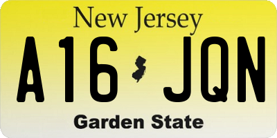 NJ license plate A16JQN