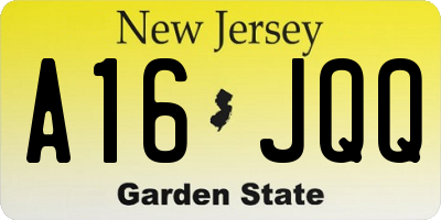 NJ license plate A16JQQ