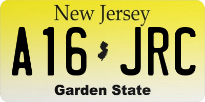 NJ license plate A16JRC