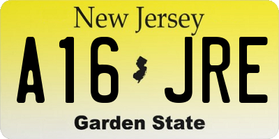 NJ license plate A16JRE