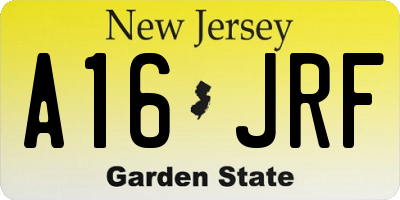 NJ license plate A16JRF