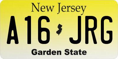 NJ license plate A16JRG