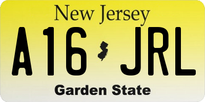 NJ license plate A16JRL