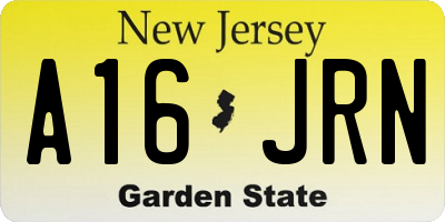 NJ license plate A16JRN