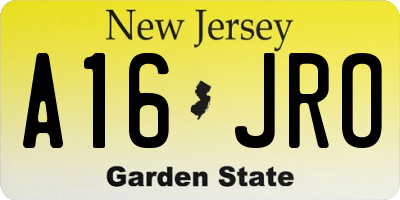 NJ license plate A16JRO